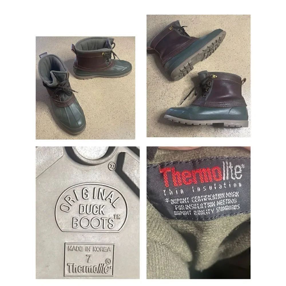 Sporto Vtg 90s Original Duck Boots 7 Green Brown